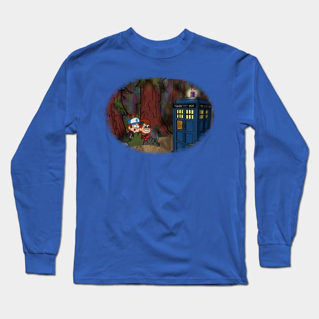 A TARDIS at Gravity Falls Long Sleeve T-Shirt by TheFlyingPenguin